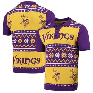 NFL Vikings Purple and Yellow V-Neck Sweater